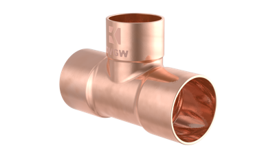 Kirchhoff Koperen verloopstuk T-stuk, blank, 22 mm x 18 mm x 22 mm, 3 sockets (5130) - 989278017