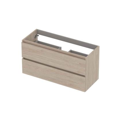 INK - Onderkast 2 Laden Greeploos met Houten Keerlijst - 1000x400x520 Mm - Ivoor Eiken