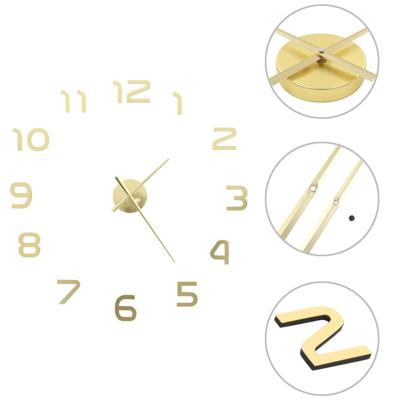 VidaXL 3d-wandklok 100 cm xxl modern goudkleurig VidaXL 3d-wandklok 100 cm xxl modern goudkleurig