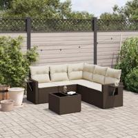 6-delige Loungeset met kussens poly rattan bruin - thumbnail