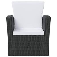 8-delige Loungeset met kussens poly rattan zwart - thumbnail