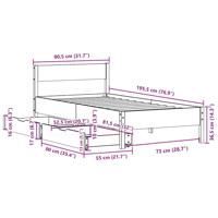 Bedframe zonder matras massief grenenhout 75x190 cm - thumbnail
