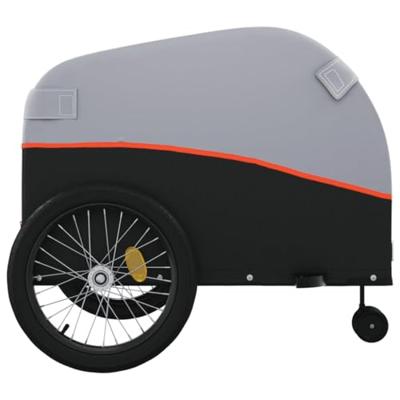 VidaXL Fietstrailer 45 kg ijzer zwart en oranje