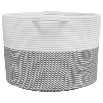 VidaXL Wasmand ø 55x36 cm katoen grijs en wit VidaXL Wasmand ø 55x36 cm katoen grijs en wit