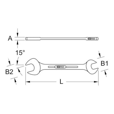 KS Tools 517.0743 517.0743 Dubbele steeksleutel Sleutelbreedte (metrisch) 13 - 14 mm