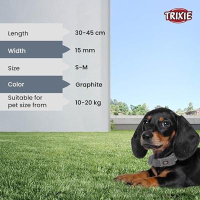 Hondenhalsband Trixie New Premium Grafiet S/M 30-45 cm