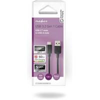Nedis USB-Kabel | USB 3.2 Gen 1 | USB-A Male | USB-C Male | 60 W | 5 Gbps | Vernikkeld | 1.00 m | Rond | PVC | Zwart | Doos - CCGW61600BK10 - thumbnail