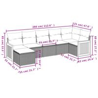 8-delige Loungeset met kussens poly rattan zwart - thumbnail