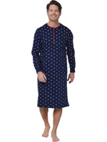 Pastunette Heren Nachthemd - Donkerblauw met print - thumbnail