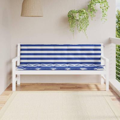 Bankkussens 2 st 180x50x7 cm stof gestreept wit en blauw - thumbnail