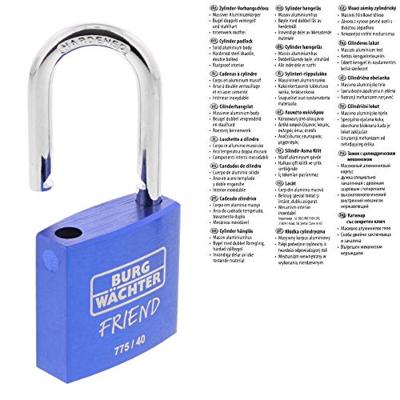 Burg Wächter 39441 Hangslot 40.00 mm Verschillend sluitend Blauw Sleutelslot Burg Wächter 39441 Hangslot 40.00 mm Verschillend sluitend Blauw Sleutelslot