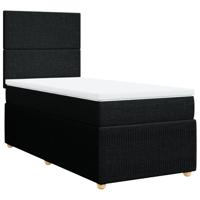 Boxspring met matras stof zwart 140x190 cm - thumbnail