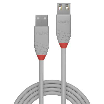 LINDY 36715 5 m USB 2.0 type A verlengkabel, antraciet Line, grijs, antraciet