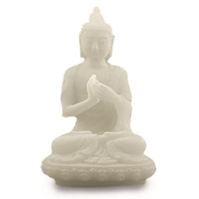 Thaise Boeddha Beeld Zittend Sneeuwkwarts Wit - 8 cm