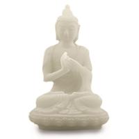 Thaise Boeddha Beeld Zittend Sneeuwkwarts Wit - 8 cm - thumbnail