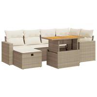 8-delige Loungeset met kussens poly rattan acacia beige - thumbnail