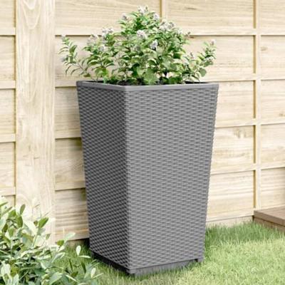 VidaXL Plantenbakken 2 st 32,5x32,5x57 cm polypropeen lichtgrijs