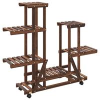 VidaXL Plantenstandaard met wielen 95x25x101 cm massief vurenhout - thumbnail