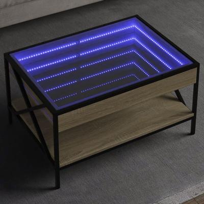Salontafel met Infinity LED 70x50x38 cm sonoma eikenkleurig