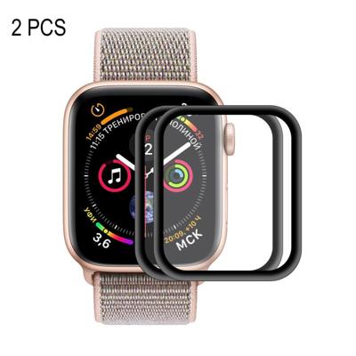 2 PC's ENKAY Hat-Prins 0.2mm 9H 3D aluminiumlegering Frame volledig scherm glas Film voor Apple Watch serie 4 40mm(Black)