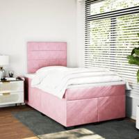 Boxspring met matras fluweel roze 120x200 cm - thumbnail