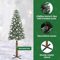 VidaXL Slanke kerstboom groen 180 cm pvc en massief dennenhout - thumbnail