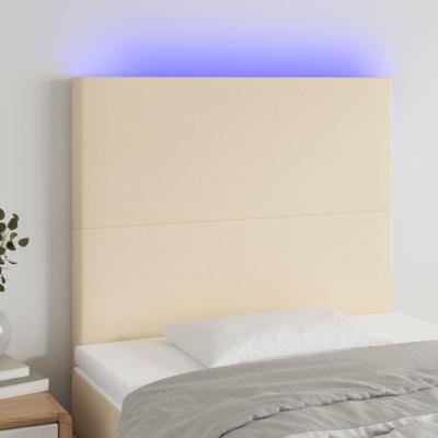 Hoofdbord LED 200x5x118/128 cm stof crèmekleurig - thumbnail