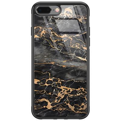 iPhone 8 Plus/7 Plus glazen hardcase - Marmer grijs brons iPhone 8 Plus/7 Plus glazen hardcase - Marmer grijs brons