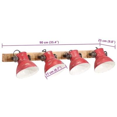 VidaXL Wandlamp 25 w e27 90x25 cm verweerd rood