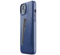 Mujjo Leather Wallet Case iPhone 14 / 15 Plus blauw - thumbnail