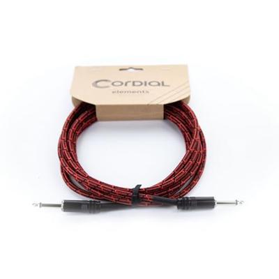 Cordial 14772 Jackplug Audio Aansluitkabel [1x Jackplug male 6,3 mm (mono) - 1x Jackplug male 6,3 mm (mono)] 1.50 m Zwart, Rood Textielmantel