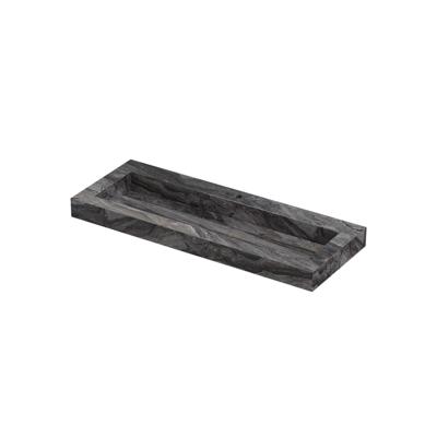 INK Pitch Wastafel keramische slab centraal met drain en front en side skirts 1 kraangat 120x45x9 Venice brown glossy