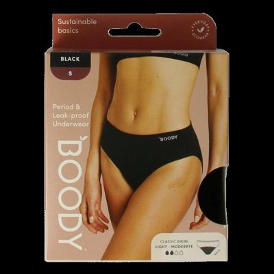 Boody Menstruatieondergoed Bikinislip Zwart Licht / Normaal Maat S