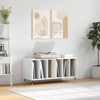 Platenkast 100x38x48 cm bewerkt hout wit - thumbnail