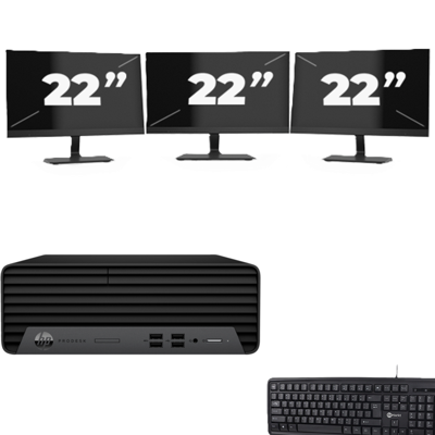 HP ProDesk 400 G7 SFF - Intel Core i7-10e Generatie - 8GB RAM - 256GB SSD - Windows 11 + 3x 22 inch Monitor