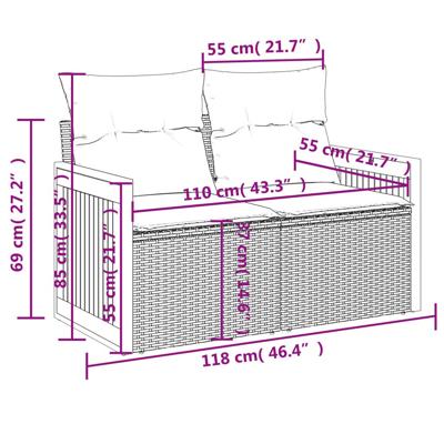 4-delige Loungeset met kussens poly rattan beige - thumbnail