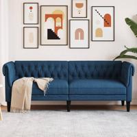 Driezitsbank Chesterfield-stijl stof blauw - thumbnail