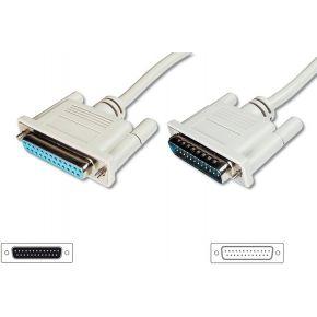 DIGITUS seriële kabel D-Sub 25 (stekker/bus) - 2,0 m 2,0 m beige