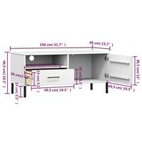 Tv-meubel met metalen poten OSLO massief grenenhout wit - thumbnail