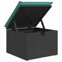 2-delige Loungeset met kussens poly rattan acacia zwart - thumbnail