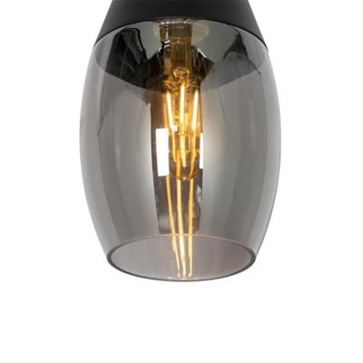 QAZQA Moderne hanglamp zwart met smoke glas - Drop