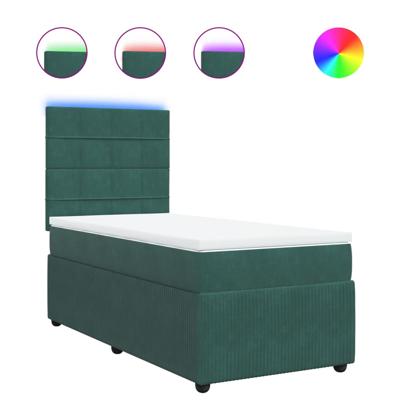 Boxspring met matras fluweel donkergroen 160x200 cm - thumbnail