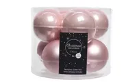Decoris kerstballen Glas 8st poederroze 7cm - thumbnail