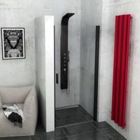 Douchedeur Sapho Zoom Line Black Draaideur 80x200 cm 6 mm Gecoat Glas Mat Zwart Sapho - thumbnail