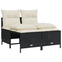 4-delige Loungeset met kussens poly rattan zwart - thumbnail