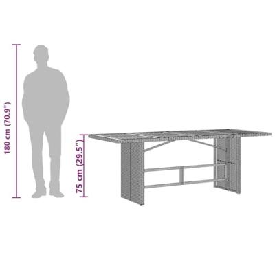 Tuintafel met acaciahouten blad 190x80x75 cm poly rattan grijs Tuintafel met acaciahouten blad 190x80x75 cm poly rattan grijs