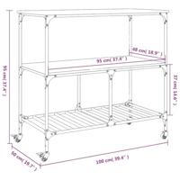 Keukentrolley 100x50x95 cm bewerkt hout grijs sonoma eikenkleur - thumbnail
