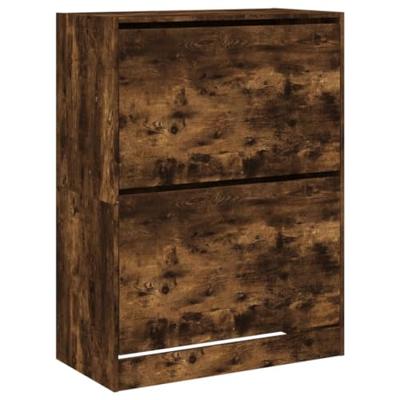 Schoenenkast met 2 klaplades 80x42x108 cm gerookt eikenkleurig