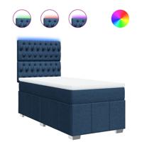 Boxspring met matras stof blauw 90x200 cm - thumbnail