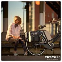Basil urban load dubbele fietstas - zwart/groen, waterafstotend, 53l - thumbnail